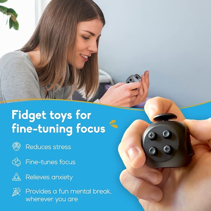 PILPOC theFube Fidget Cube – 6-Sided Infinity Stress Relief Toy for Adults & Kids | Focus & Mindfulness Aid with Silent & Audible Modes + Carry Case (Midnight) nirvanaguru