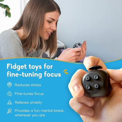 PILPOC theFube Fidget Cube – 6-Sided Infinity Stress Relief Toy for Adults & Kids | Focus & Mindfulness Aid with Silent & Audible Modes + Carry Case (Midnight) nirvanaguru