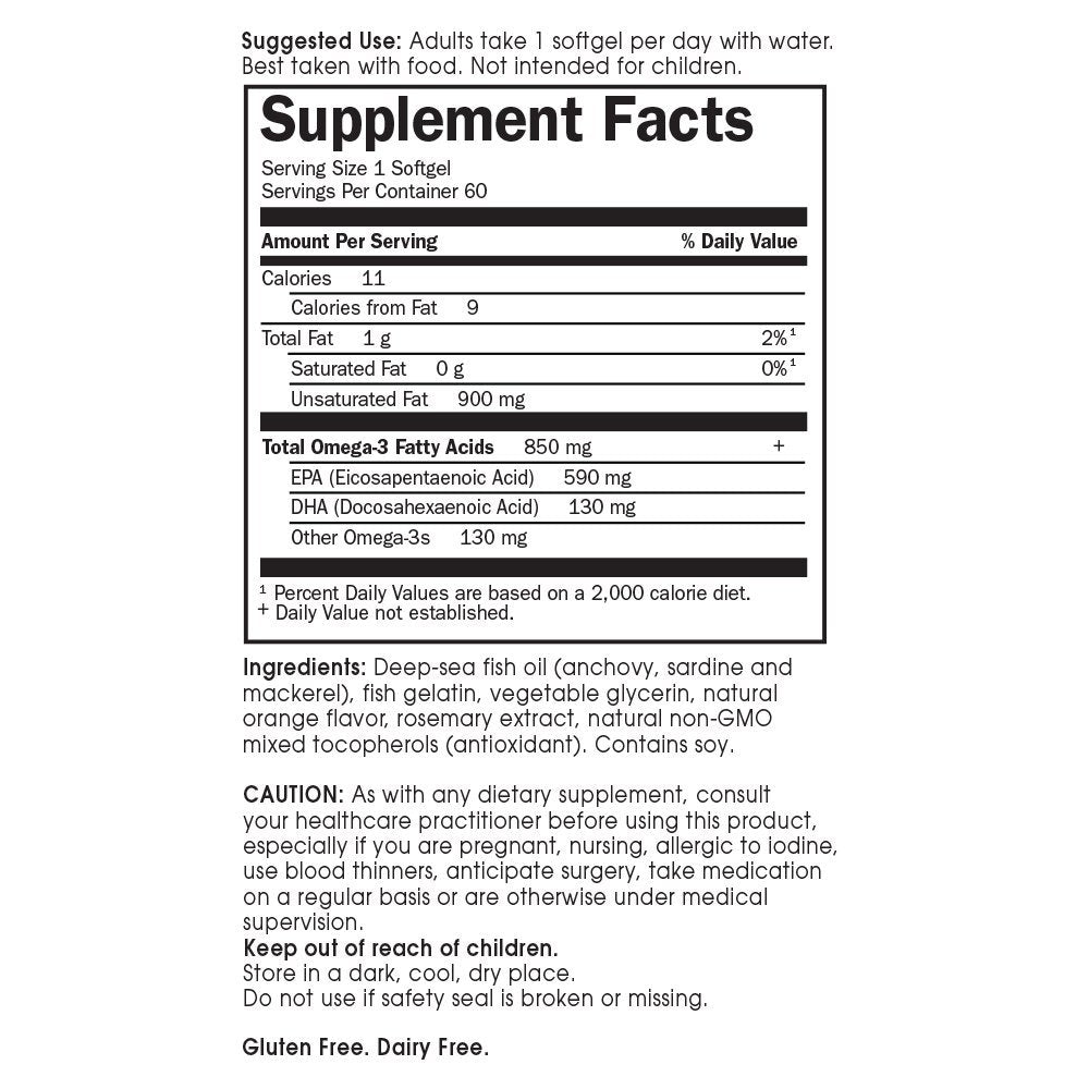 Garden of Life EPA/DHA Omega 3 Fish Oil - Minami Natural Brain Function, Heart and Mood Supplement, 60 Softgels - Nirvana Guru