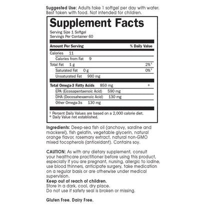 Garden of Life EPA/DHA Omega 3 Fish Oil - Minami Natural Brain Function, Heart and Mood Supplement, 60 Softgels - Nirvana Guru