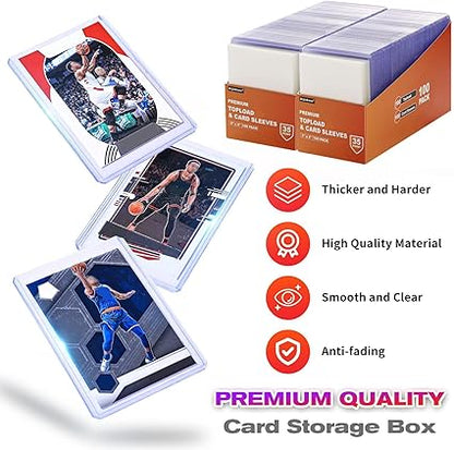 400 Card Sleeves Top Loaders for Cards, Arjiekwei 3"X4" Baseball Cards Protectors Hard Plastic, Premium Toploaders Holder for Trading Sports Football Game Card(200 Top Loaders + 200 Penny Sleeves) nirvanaguru