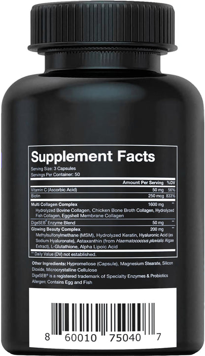 Vital Vitamins Multi Collagen for Women & Men - Type I, II, III, V, X - Grass Fed, Non-GMO - 150 Capsules