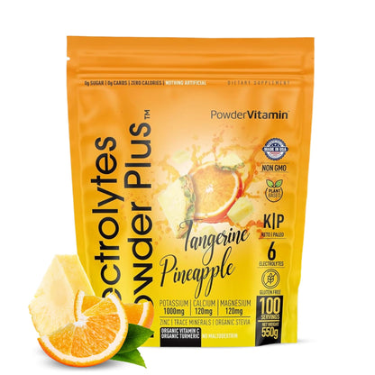 PowerVitamin Lemonade Electrolytes Powder No Sugar for Daily Energy - Keto Electrolytes - Hydration Powder with 1000mg Potassium, 120mg Calcium, Magnesium, Organic Vitamin C, 100 Servings