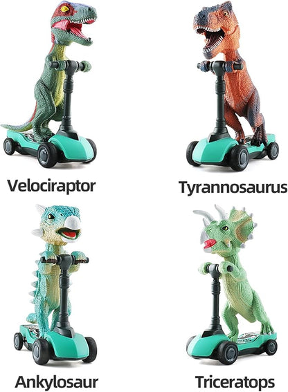 DINOBROS Dinosaur Scooter Toys Pull Back Cars Mini Finger Kick Scooters Boy Toy Age 3 4 5 6, Dino Gift Sets for Kids 4-Pack nirvanaguru