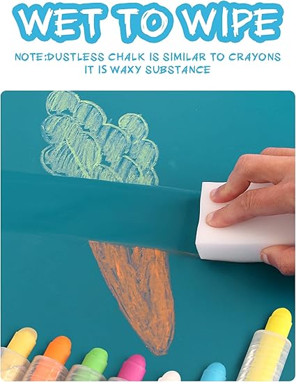 NewFamily Dustless Chalk for Kids, Colored Sidewalk Chalk With Holder,Non-Toxic Washable Toddlers Chalks Drawing Writing for Outdoor Art Play,Blackboard(12 Pcs) nirvanaguru