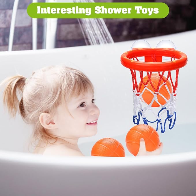 Bath Toys - Bathtub Basketball Hoop for Kids Toddlers - Bath Toys Shower Toys for Kids Ages 4-8,Suction Cup Basketball Hoop & 3 No Hole Balls Set for Boys Girls nirvanaguru
