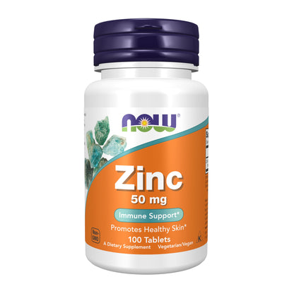 NOW Foods Supplements, Zinc (Zinc Gluconate) 50 mg, Supports Enzyme Functions*, Immune Support*, 100 Tablets - Nirvana Guru