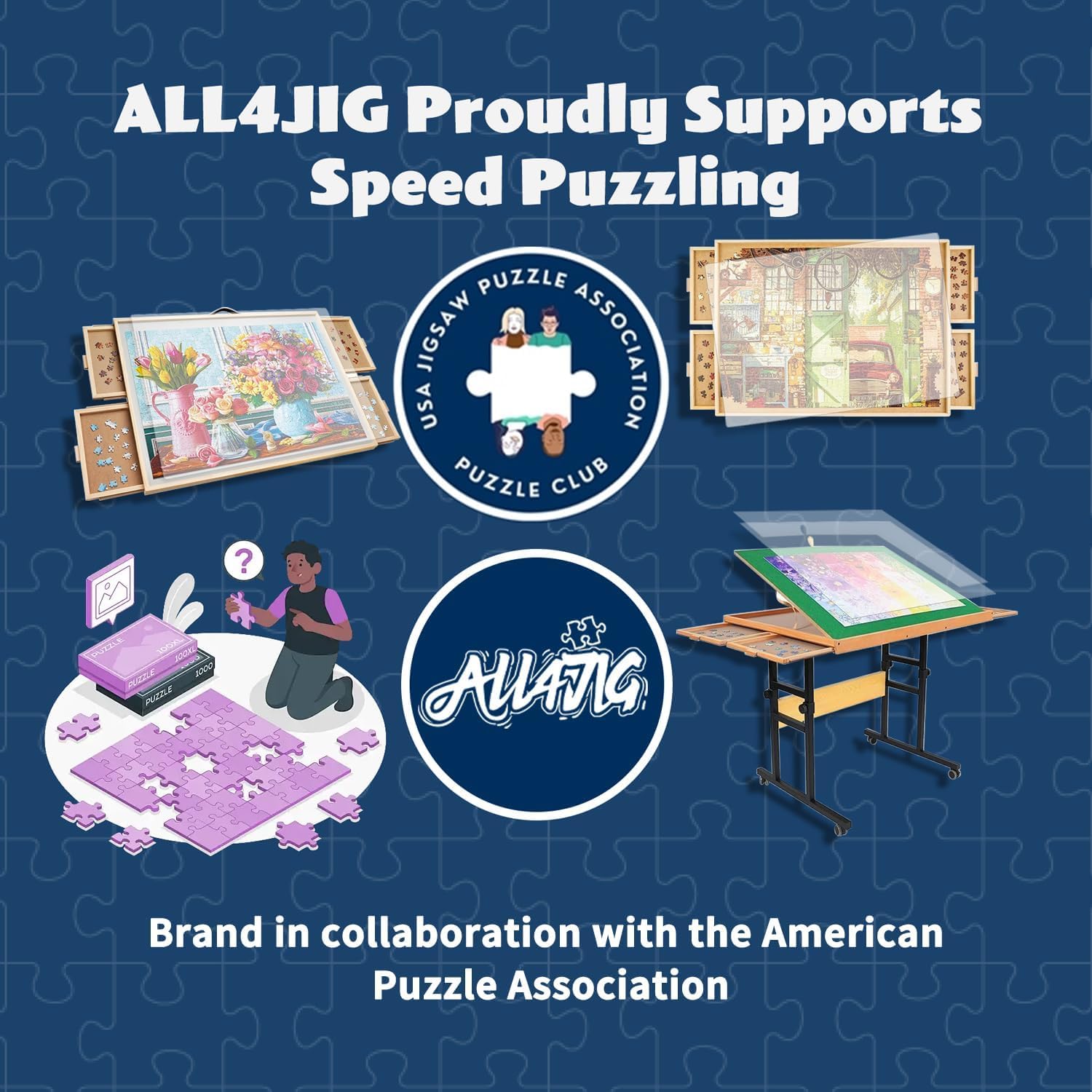 ALL4JIG 1500 Piece Rotating Puzzle Board with Drawers and Cover,25"x34"Portable Wooden Jigsaw Puzzle Table for Adults Portable,Lazy Susan Spinning Puzzle Boards Birthday Gift for mom Nirvana Guru
