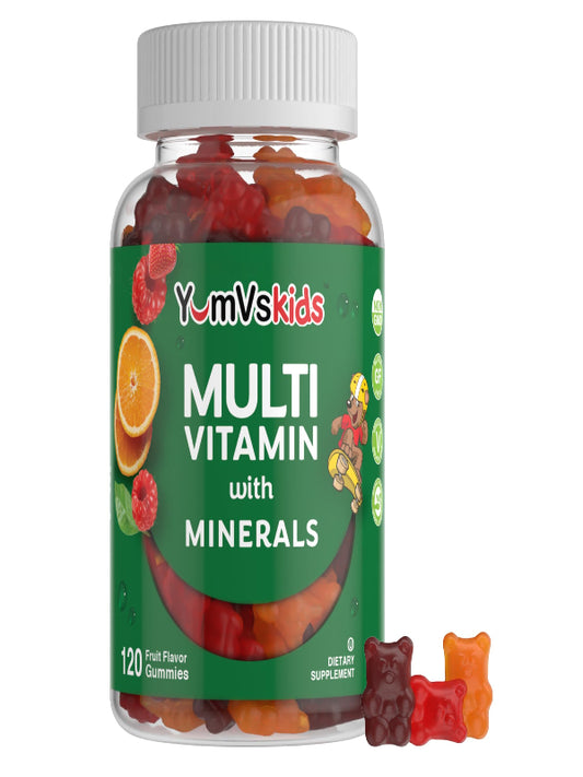 YumVs Kids Multivitamin Gummies - Fruit Flavored Chewable Children's Multivitamin - Kids Vitamins Multivitamin Gummy with 12 Minerals & Vitamins A C D3 E B6 B12 - Kosher Halal Gluten Free (60 Count) - Nirvana Guru