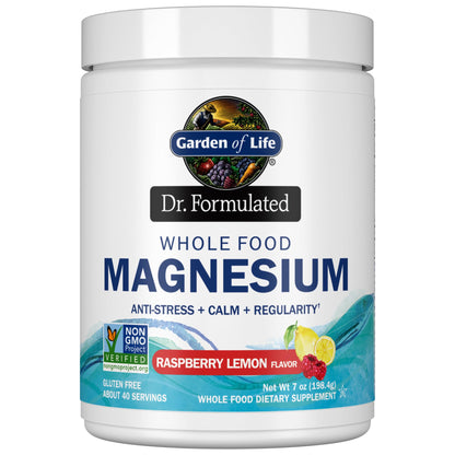 Garden of Life Whole Food Magnesium Powder, 421.5g - Raspberry Lemon, Vegan, Gluten & Sugar Free - Nirvana Guru