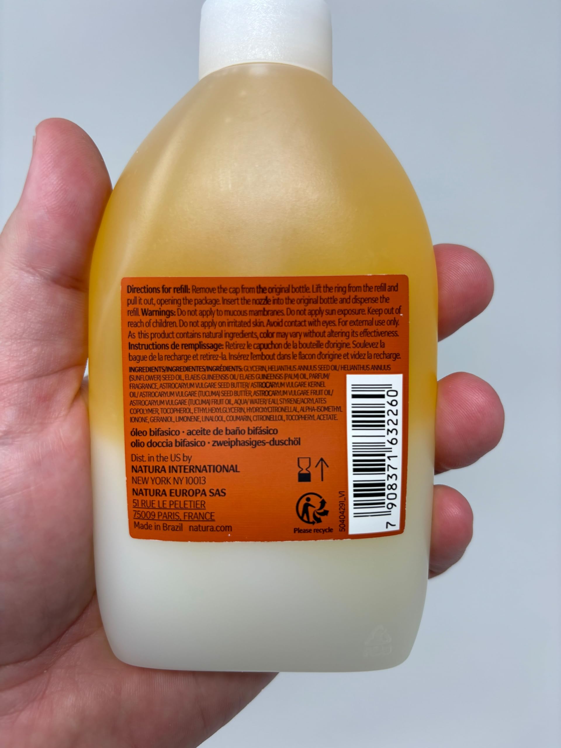 natura - Ekos Maracujá Triple Phase Shower Oil - Calming In-Shower or Bath Oil - Scented - Skin Moisturizer - Vegan Skin Care - Brazilian Beauty Secrets - Self Care - 6.7 fl oz (200ml) - Nirvana Guru