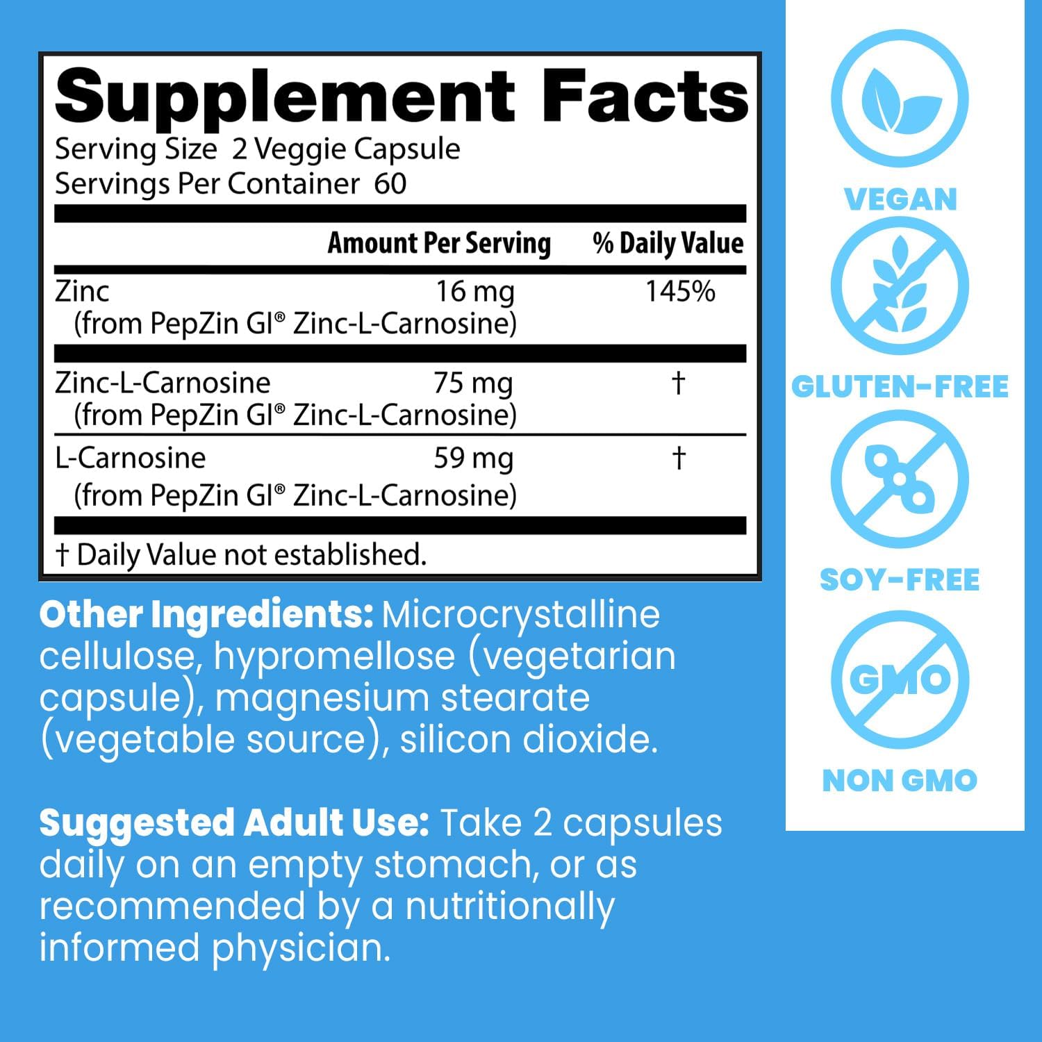 Doctor's Best PepZin GI, Zinc-L-Carnosine Complex, Non-GMO, Vegan, Gluten Free, Soy Free, Digestive Support, 120 Veggie Caps - Nirvana Guru
