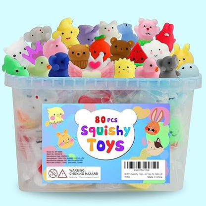 80Pcs Party Favors for Kids 4-8, Kawaii Squishies Mochi Squishy Toy Bulk Fidget Sensory Toys Birthday Gifts for Boys Girls Goodie Bag Christmas Stocking Stuffers Treasure Box Classroom Prizes nirvanaguru