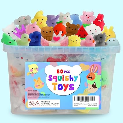 80Pcs Party Favors for Kids 4-8, Kawaii Squishies Mochi Squishy Toy Bulk Fidget Sensory Toys Birthday Gifts for Boys Girls Goodie Bag Christmas Stocking Stuffers Treasure Box Classroom Prizes nirvanaguru