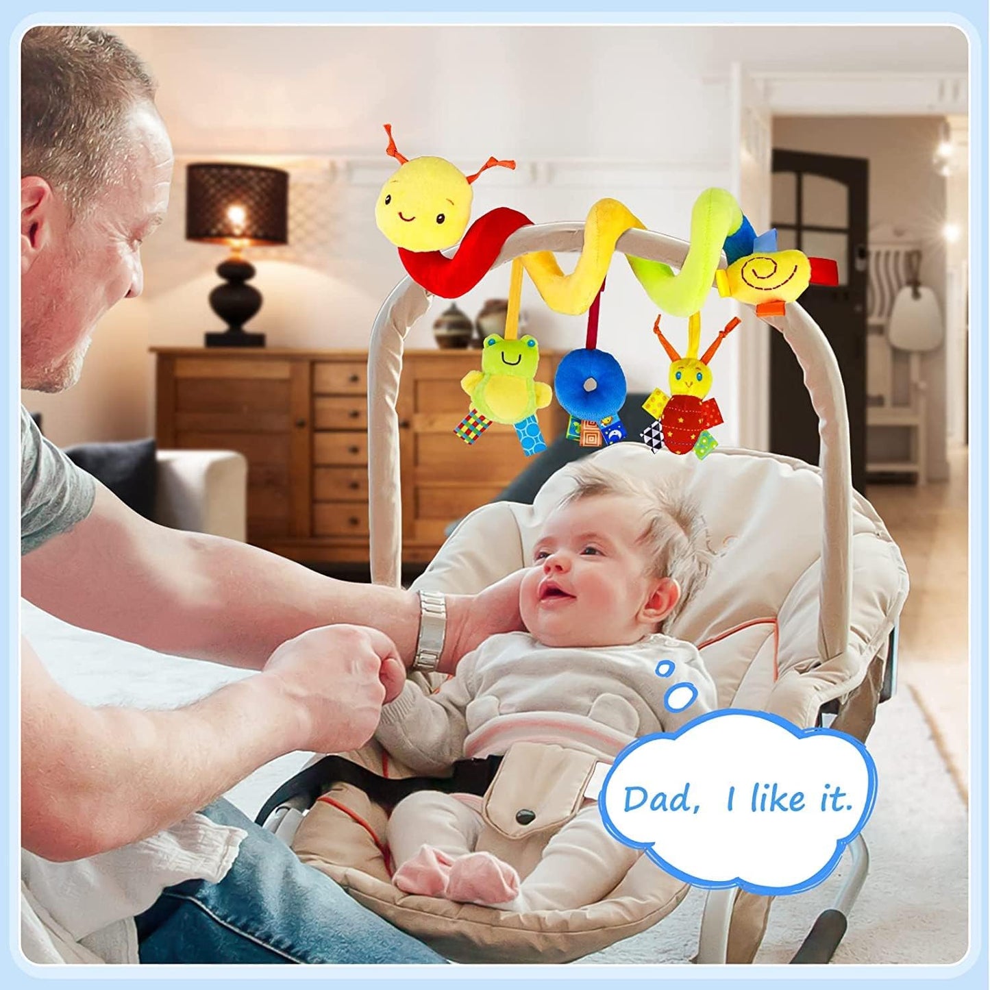 Baby Crib Hanging Rattles Toys - Infant Baby Worm Crib Bed Around Rattle Bell Cartoon Insect Spiral Hanging Toy with Ringing Bell for Infants Bed Stroller Car Seat Bar for Babies Boys and Girls nirvanaguru