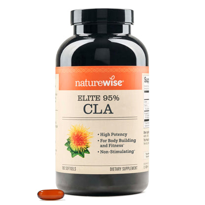 NatureWise CLA 1300 - 95% Active Conjugated Linoleic Acid for Women and Men, Not Stimulating, Supports Weight & Fitness Goals - Non-GMO, Gluten Free - 180 Softgels[2-Month Supply] - Nirvana Guru