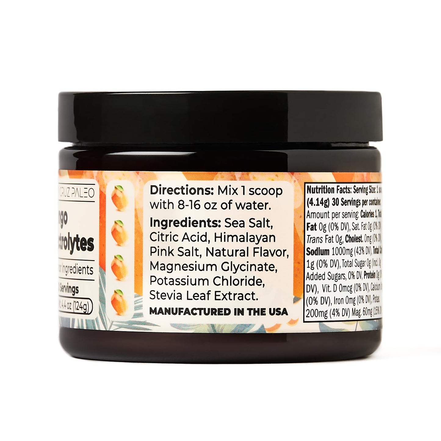 Santa Cruz Paleo Electrolyte Powder, Lemonade Flavor, Sugar Free Hydration Drink Mix with Himalayan Pink Salt, Sea Salt, Magnesium Glycinate, Potassium Chloride, Sweetened with Stevia, 30 Servings