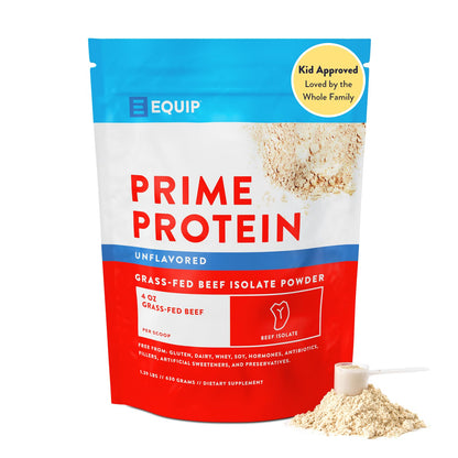 Equip Foods Prime Protein Powder | Clean, Grass Fed Beef Protein Isolate | Carnivore Protein Powder | Paleo, Keto Friendly | Gluten, Dairy Free | Helps Build & Repair Tissue | 30 Servings, Chocolate