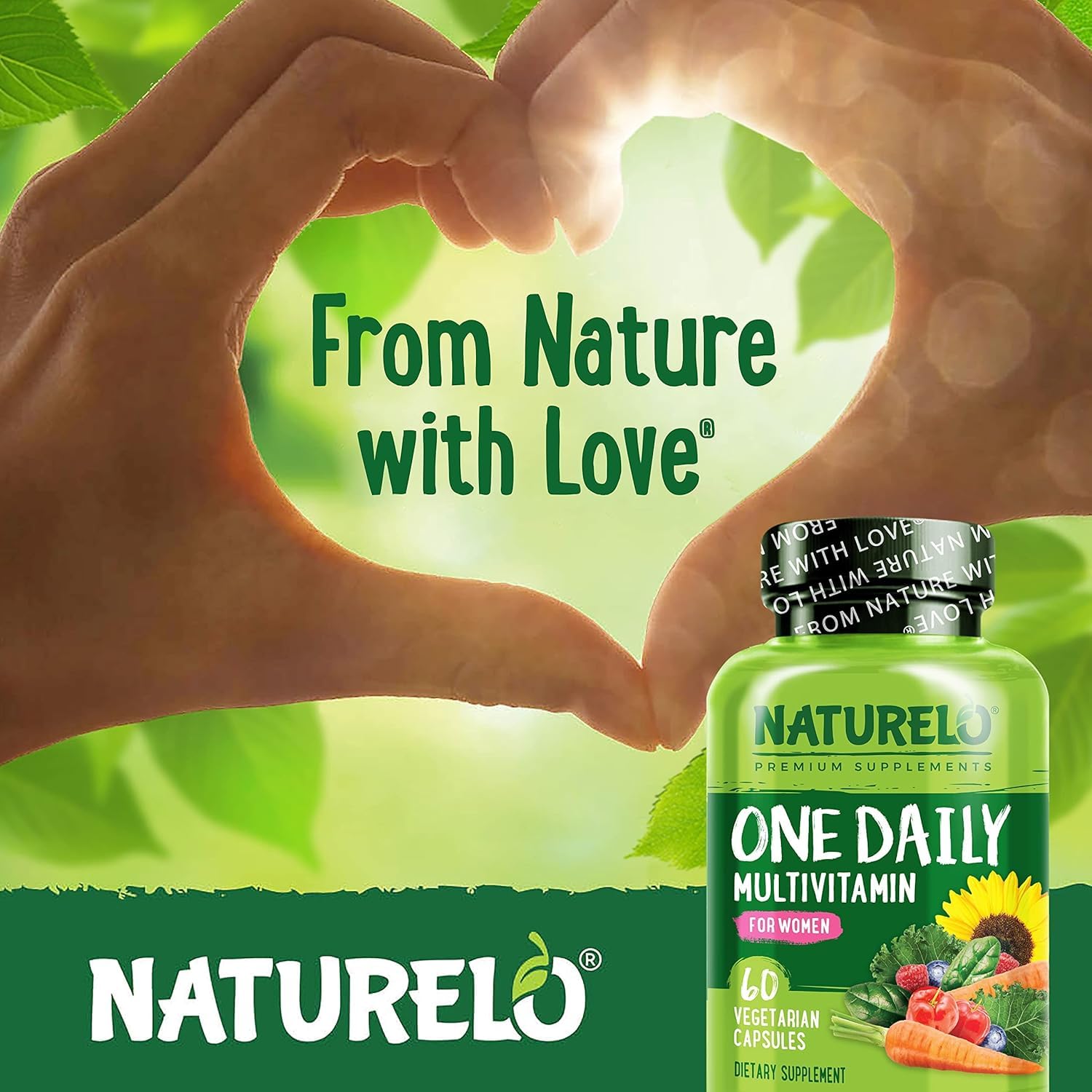 NATURELO One Daily Multivitamin for Women - Energy Support - Whole Food Supplement to Nourish Hair, Skin, Nails - Non-GMO - No Soy - Gluten Free - 120 Capsules - 4 Month Supply - Nirvana Guru