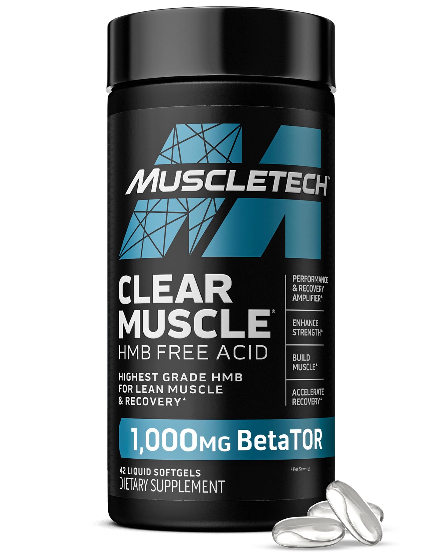 Muscletech HMB Supplements 1000mg, Clear Muscle (42 Liquid Softgels) - Highest Grade HMB for Lean Muscle & Recovery - HMB Free Acid Muscle Supplement - Help Decrease Muscle Breakdown Nirvana Guru