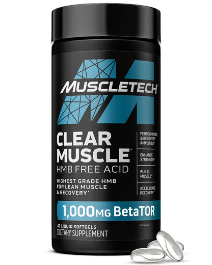 Muscletech HMB Supplements 1000mg, Clear Muscle (42 Liquid Softgels) - Highest Grade HMB for Lean Muscle & Recovery - HMB Free Acid Muscle Supplement - Help Decrease Muscle Breakdown Nirvana Guru