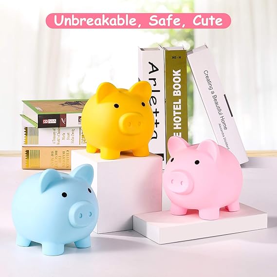 Piggy Bank, Unbreakable Plastic Money Bank, Coin Bank for Girls and Boys, Medium Size Piggy Banks, Practical Gifts for Birthday, Easter, Christmas (Pink) nirvanaguru