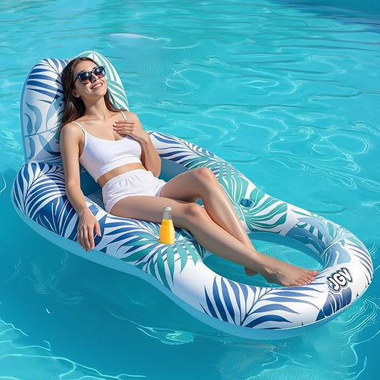Pool Floats for Adults,Inflatable Chair Lounger Floaties with Drink Holder,Travel Pool Beach Lake Swim Inflatables Water Floating Rafts nirvanaguru