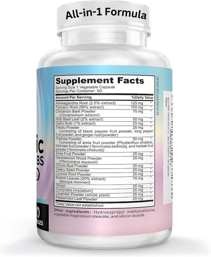 2-Month Ayurvedic Herbs (All-in-1) Supplement Blend - Ayurveda Mind Body Spirit Herbal Complex Pills with 17 Active Ingredients - Natural Ayurvedic Supplements | 60-Day Supply | 60 Capsules Nirvana Guru