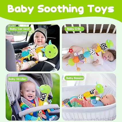 Baby Sensory Toy 0-6 Month Music Animal Stuffed Plush Caterpillar Toy for Infant 0-3-6 Month Tummy Time with Baby Mirror Crinkle Rattle for 6-12 Month Carseat Toys for Newborn Boys Girls Shower Gifts nirvanaguru