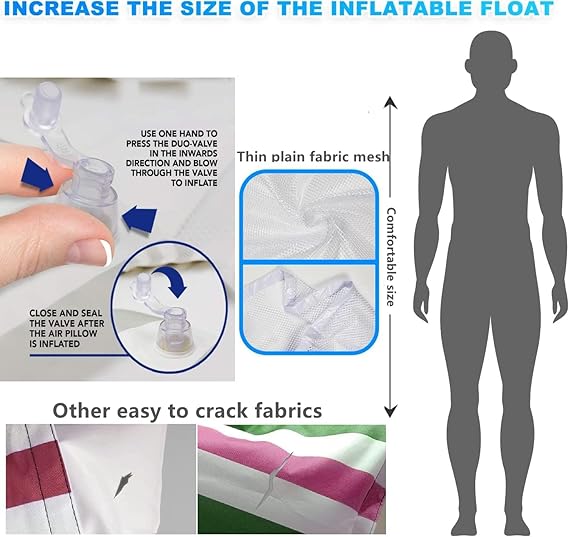 JUXIAO 5 Pack Upgrated XL Water Pool Floats, 4-in-1 (Hammock, Saddle, Lounge Chair, Drifter) Multi-Purpose Water Pool Float, Non-Stick PVC Material nirvanaguru