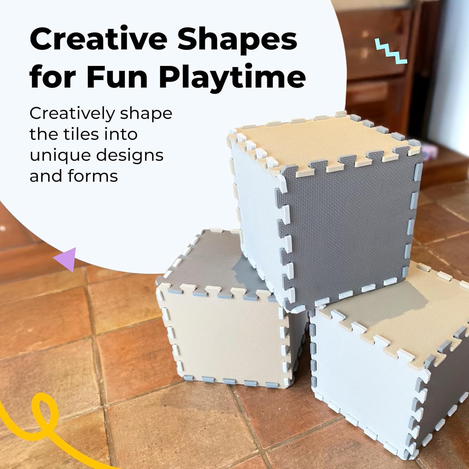 MioTetto Foam Floor Tiles for Kids - Non-Toxic Comfortable Baby Play Mat and Interlocking Foam Tiles, Fits with 50x50 Playpen Mat for Crawling & Development, Soft Play Mat for Babies 6-12 Months Nirvana Guru