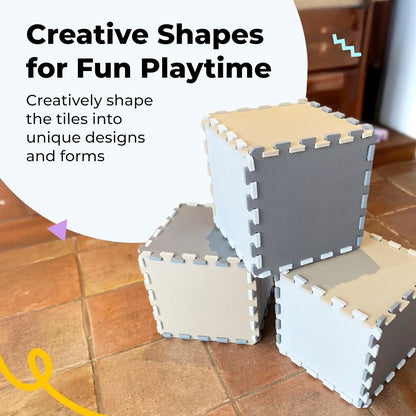 MioTetto Foam Floor Tiles for Kids - Non-Toxic Comfortable Baby Play Mat and Interlocking Foam Tiles, Fits with 50x50 Playpen Mat for Crawling & Development, Soft Play Mat for Babies 6-12 Months Nirvana Guru