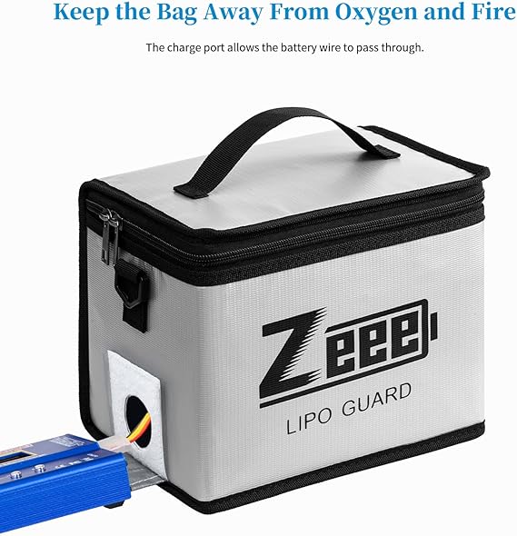 Zeee Fireproof Explosionproof Large Capacity Battery Storage Guard Pouch for Lipo Charge & Storage (8.46 x 6.5 x 5.71 in) nirvanaguru