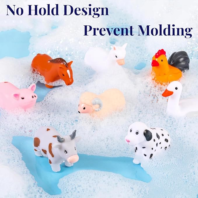 XY-WQ Bath Toys No Hole, for Infants 6-12& Toddlers 1-3, No Hole Bathtub Toys (Animal Ⅱ, 8 Pcs with Mesh Bag) nirvanaguru