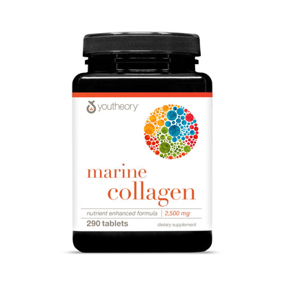 Youtheory Marine Collagen - 2,500 mg Hydrolyzed Collagen - Supports Skin* - Fish-Sourced Collagen - with Vitamin C, A, C, E, B6, B12 & More - Highly Digestible and Absorbable - 290 Tablets - Nirvana Guru