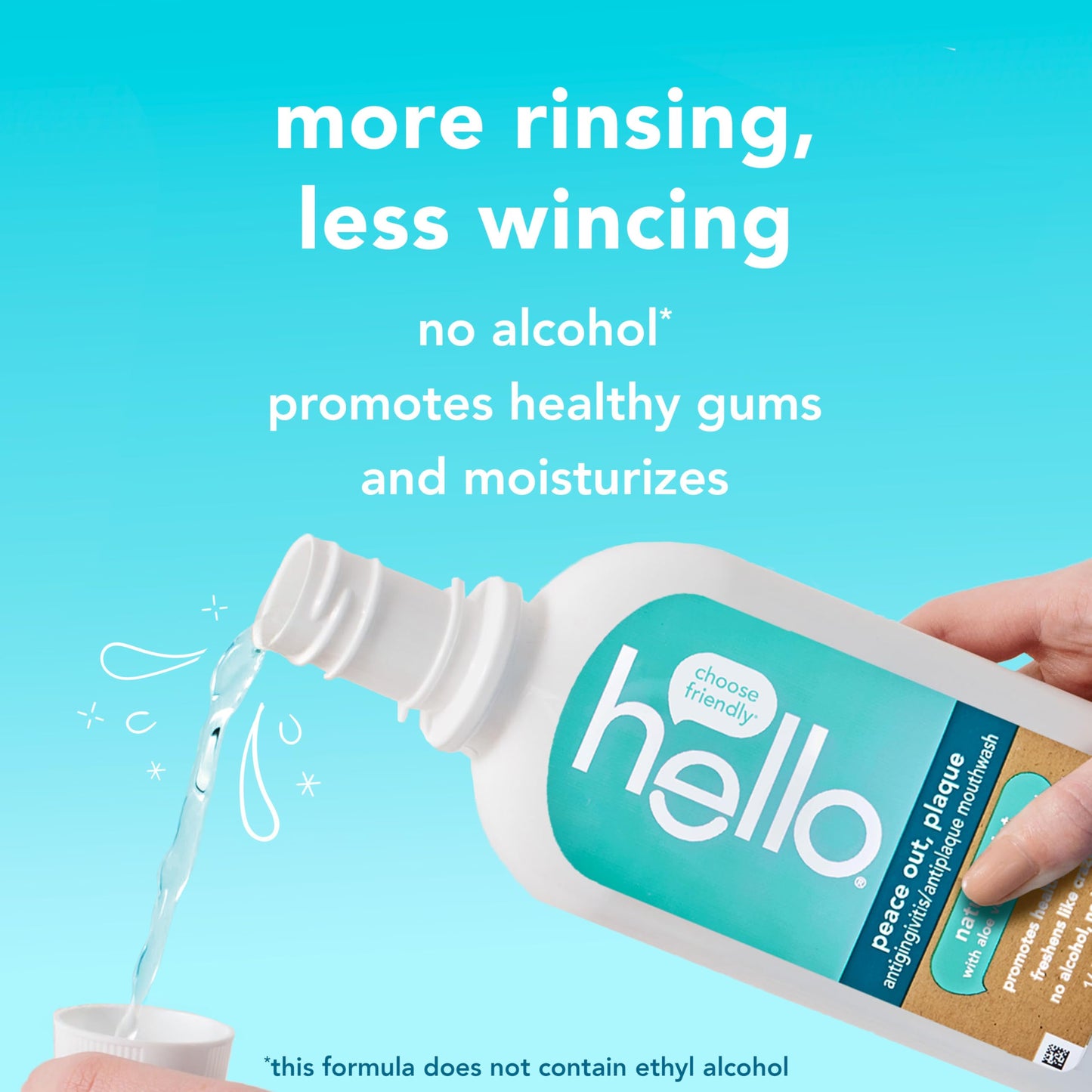 Hello Peace Out Plaque, Antigingivitis Alcohol Free Mouthwash, Natural Mint with Aloe Vera and Coconut Oil, Fluoride Free, Vegan, SLS Free and Gluten Free, 16 Ounce (Pack of 3) Nirvana Guru