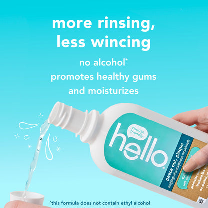 Hello Peace Out Plaque, Antigingivitis Alcohol Free Mouthwash, Natural Mint with Aloe Vera and Coconut Oil, Fluoride Free, Vegan, SLS Free and Gluten Free, 16 Ounce (Pack of 3) Nirvana Guru