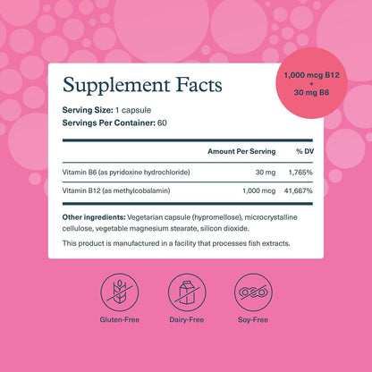 Youtheory B12B6 - Vegan Vitamin B6 & Vitamin B12 - Offers Brain Health, Energy & Immunity Support* - Dairy, Soy & Gluten Free - 60 Vegetarian Capsules - Nirvana Guru