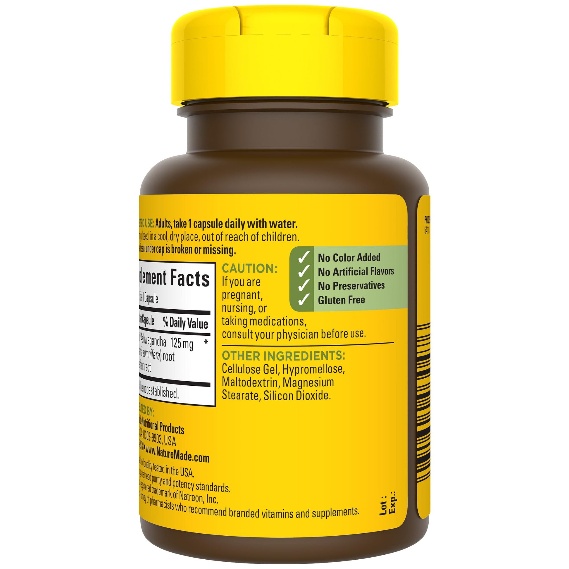 Nature Made Ashwagandha Capsules 125mg for Stress Support, 60 Capsules, 60 Day Supply - Nirvana Guru