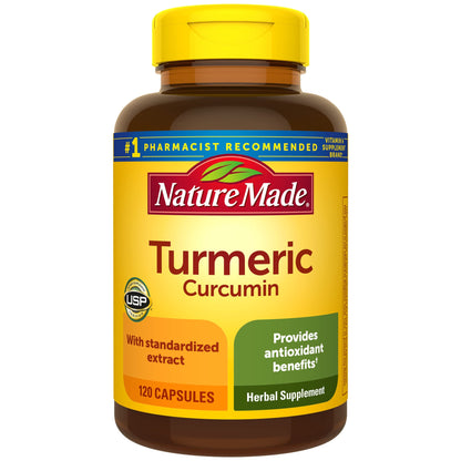 Nature Made Turmeric Curcumin 500 mg, Herbal Supplement for Antioxidant Support, 120 Capsules, 120 Day Supply - Nirvana Guru