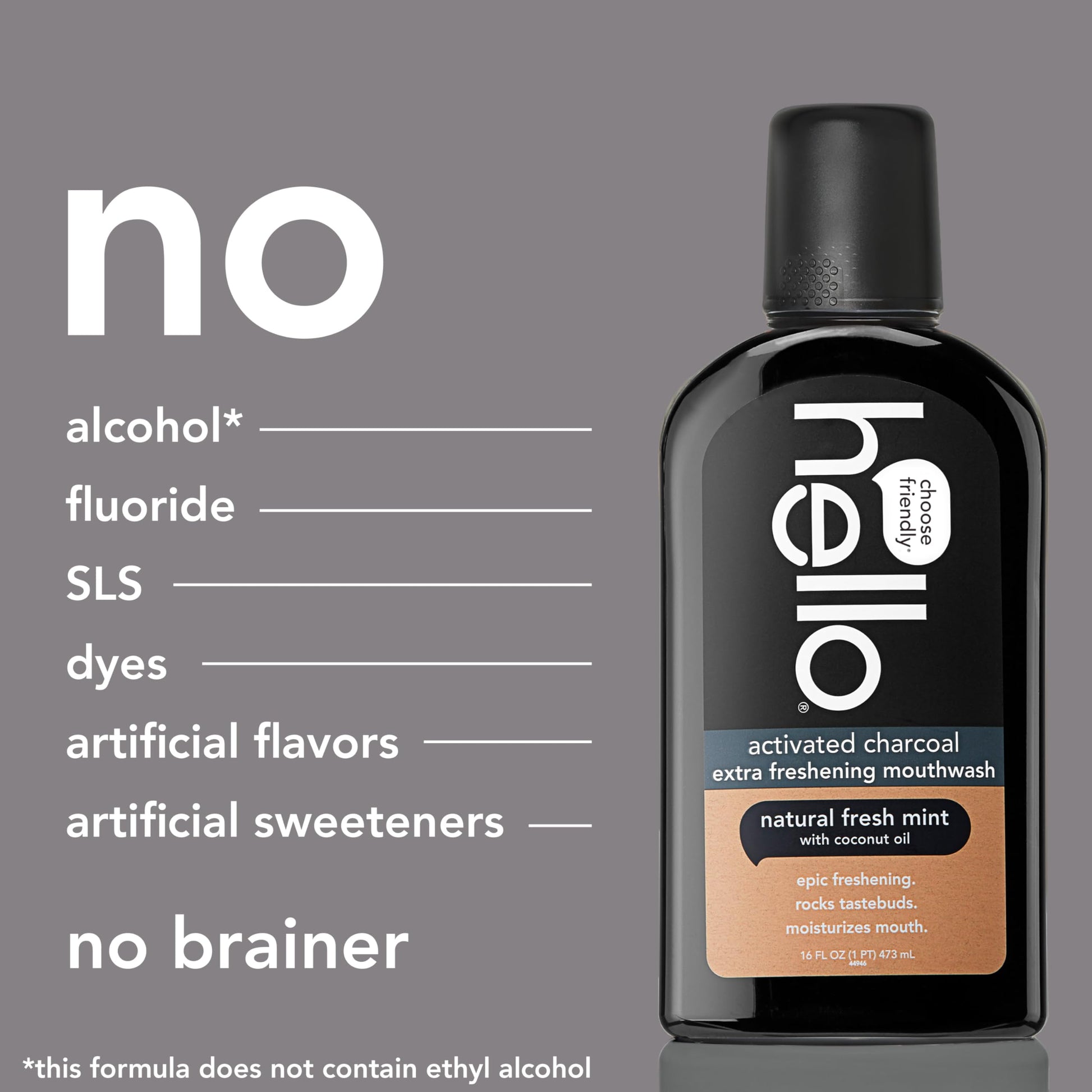 Hello Peace Out Plaque, Antigingivitis Alcohol Free Mouthwash, Natural Mint with Aloe Vera and Coconut Oil, Fluoride Free, Vegan, SLS Free and Gluten Free, 16 Ounce (Pack of 3) Nirvana Guru