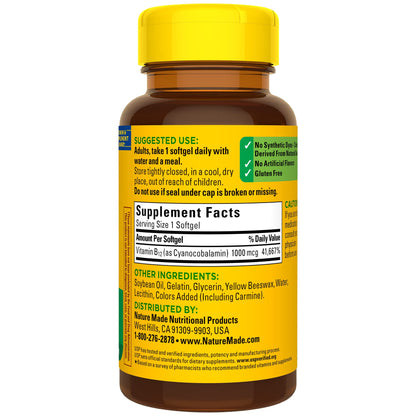 Nature Made Vitamin B12 1000 mcg, Dietary Supplement for Energy Metabolism Support, 150 Softgels, 150 Day Supply - Nirvana Guru
