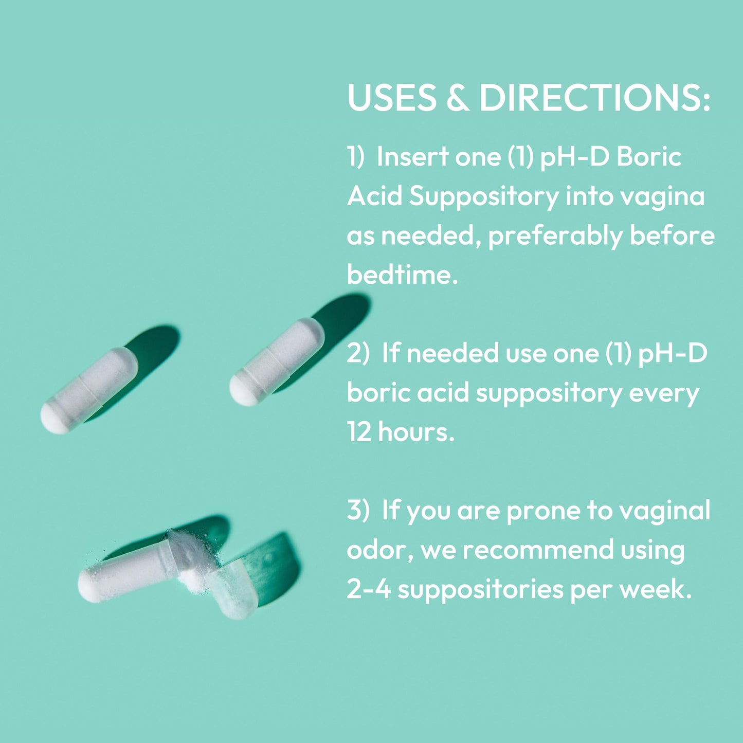pH-D Feminine Health - 600 mg Boric Acid Suppositories - Woman Owned - for Vaginal Odor Use - 72 count