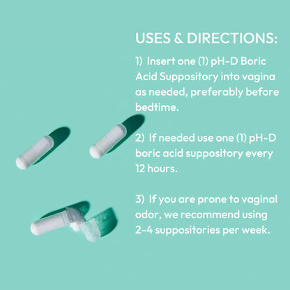 pH-D Feminine Health - 600 mg Boric Acid Suppositories - Woman Owned - for Vaginal Odor Use - 72 count