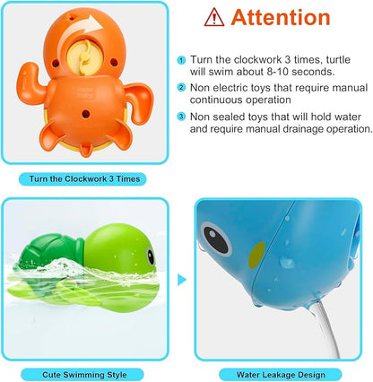 Bath Toys, Cute Swimming Turtle Baby Bath Toys for Toddler 1-3, Water Pool Floating Wind Up Toys for 1 Year Old Boy Girl Gifts, Infant Toddlers Kids Bathtub Toys, 3 Pack nirvanaguru
