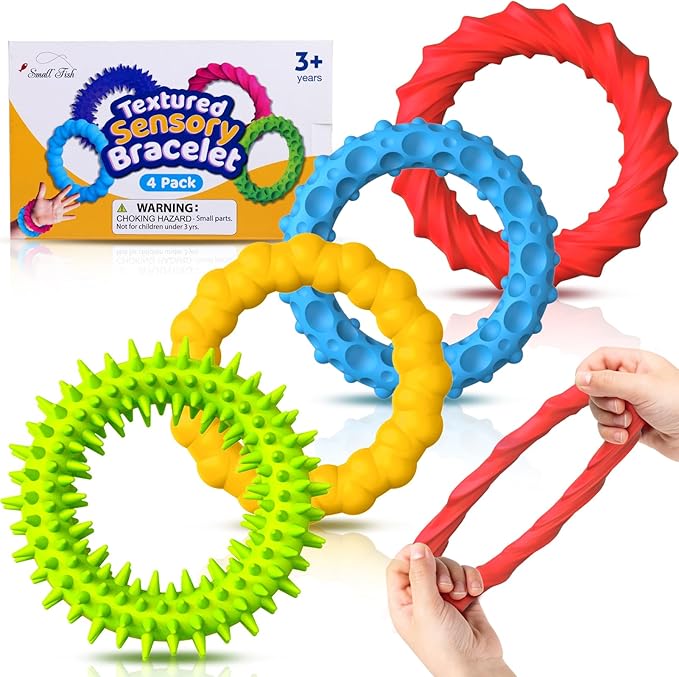 Sensory Fidget Toys for Kids Adults - 4 Pack Stretchy Fidget Bracelet | Texture & Calming Autism Sensory Toys for Special Needs Autistic Children | Calm Down Toy for Toddler Girls Boys nirvanaguru