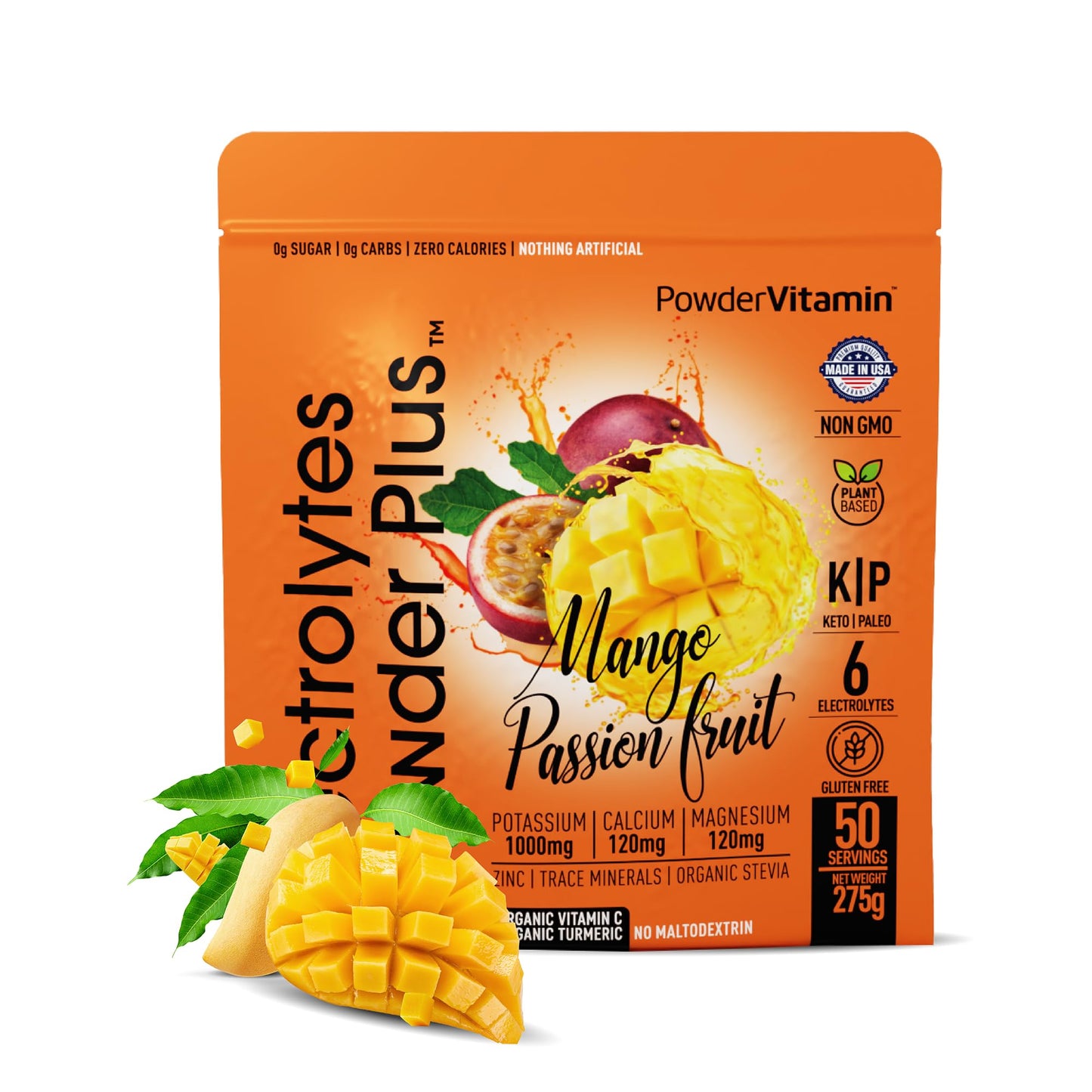 PowerVitamin Lemonade Electrolytes Powder No Sugar for Daily Energy - Keto Electrolytes - Hydration Powder with 1000mg Potassium, 120mg Calcium, Magnesium, Organic Vitamin C, 100 Servings