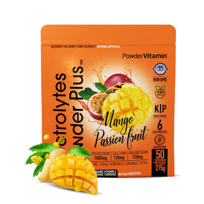 PowerVitamin Lemonade Electrolytes Powder No Sugar for Daily Energy - Keto Electrolytes - Hydration Powder with 1000mg Potassium, 120mg Calcium, Magnesium, Organic Vitamin C, 100 Servings