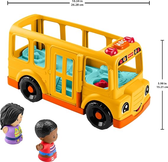 Fisher-Price Little People Toddler Toy School Bus Musical Push-Along Vehicle with 2 Figures for Pretend Play Ages 1+ Years nirvanaguru