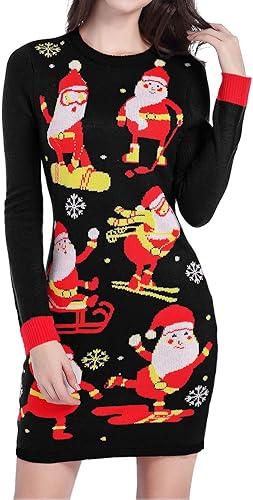 v28 Varied Ugly Christmas Sweater for Women Funny Reindeer Knit Sweaters Dress nirvanaguru